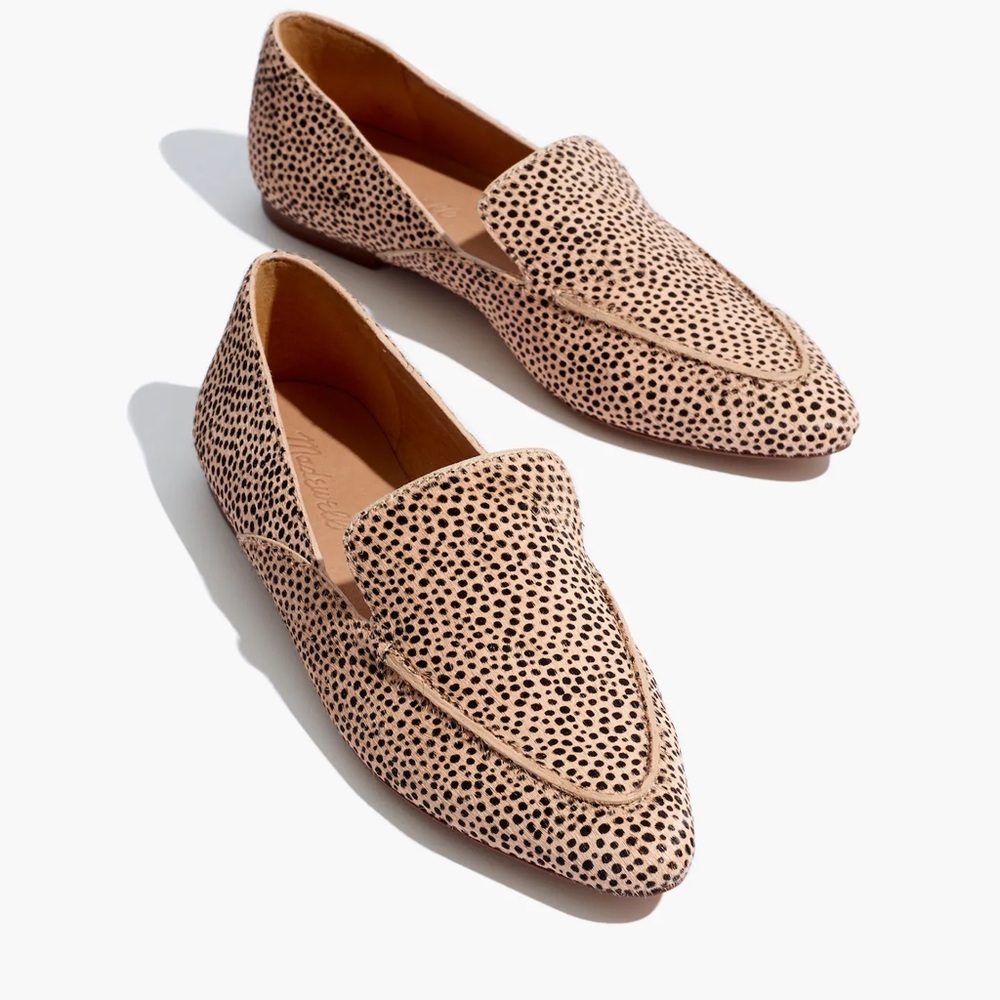 Madewell Beige and Black Spotted Pointed Toe Loafers